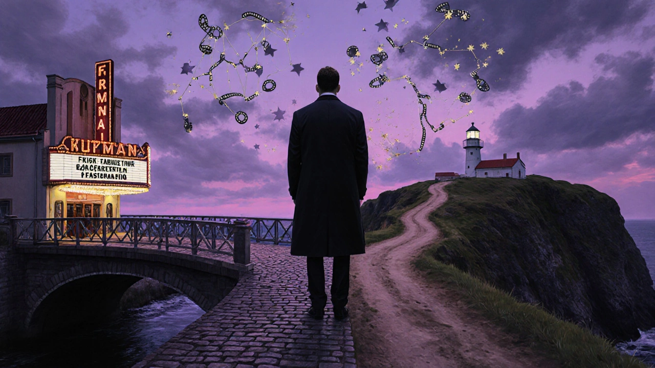 Silhouette von Michael Fassbender auf einer Brücke, die zwei kulturelle Wege verbindet.