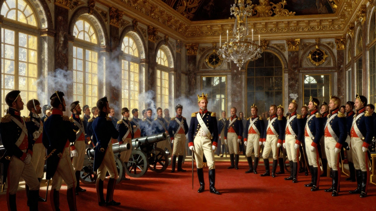 Proklamation des Deutschen Reiches 1871 im Spiegelsaal von Versailles mit Kaiser Wilhelm I.