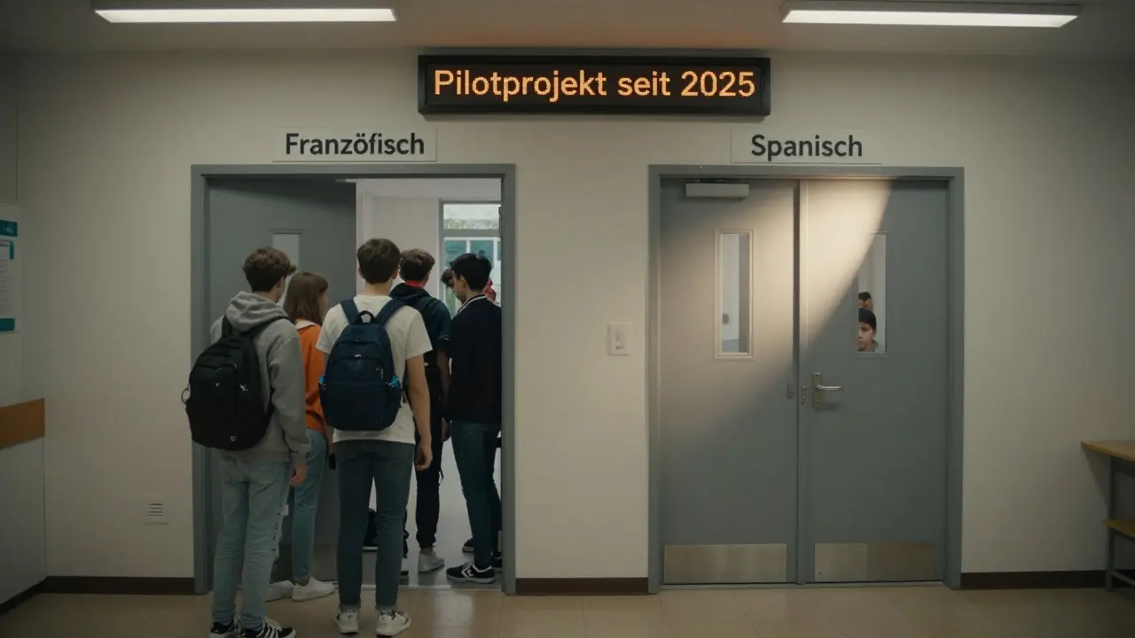 Zwei Schulzweige in Essen: Französisch ist die Standardoption, Spanisch ein neues Pilotangebot.